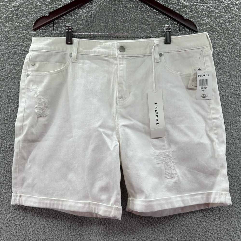 Liverpool Los Angeles Women's White Distressed Shorts